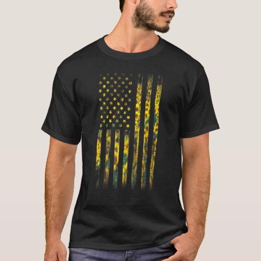ZonnebloemAmerikaanse vlag T-shirt (Voorkant)