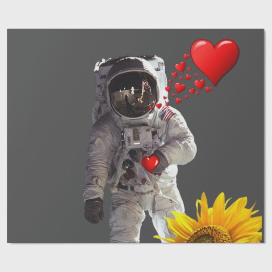 Zonnebloemasstronaut Matte wrappen papier (Vlak)