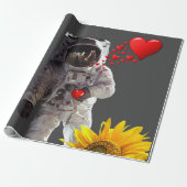 Zonnebloemasstronaut Matte wrappen papier (Uitgerold)
