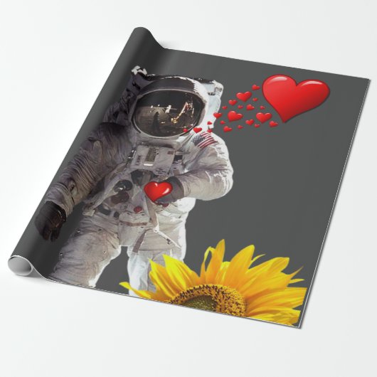 Zonnebloemasstronaut Matte wrappen papier (Uitgerold)