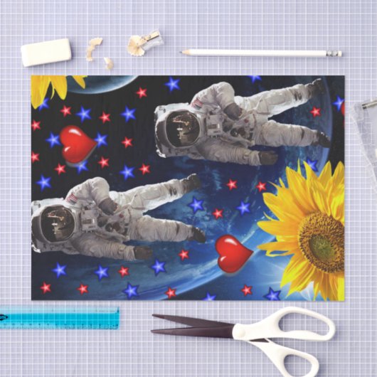 Zonnebloemastronaut Weefpapier Tissuepapier (Craft)