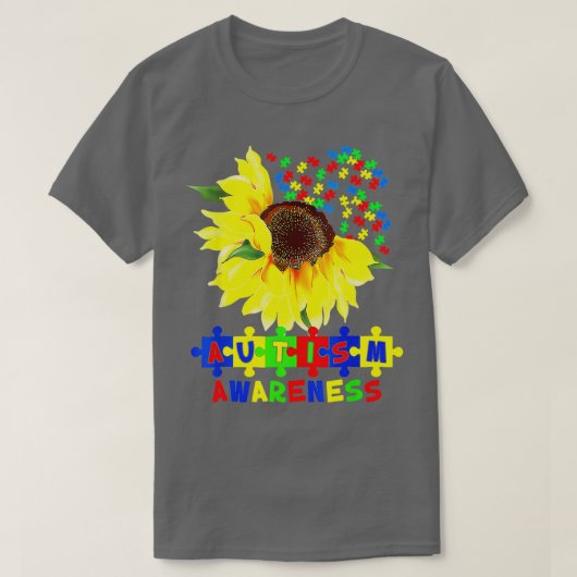 Zonnebloemautisme Puzzle Piece Cool Awareness T-shirt (Design voorkant)