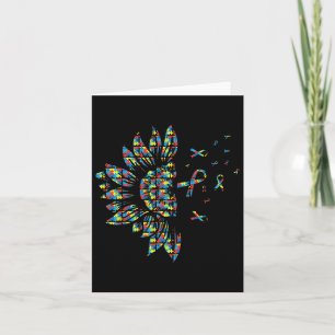 Zonnebloemautisme Puzzle Piece Ribbon Cool Awarene Kaart