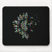 Zonnebloemautisme Puzzle Piece Ribbon Cool Awarene Muismat (Voorkant)