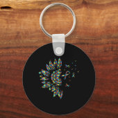 Zonnebloemautisme Puzzle Piece Ribbon Cool Awarene Sleutelhanger (Voorkant)