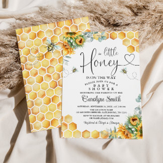 Zonnebloembij een beetje honing Baby shower Kaart