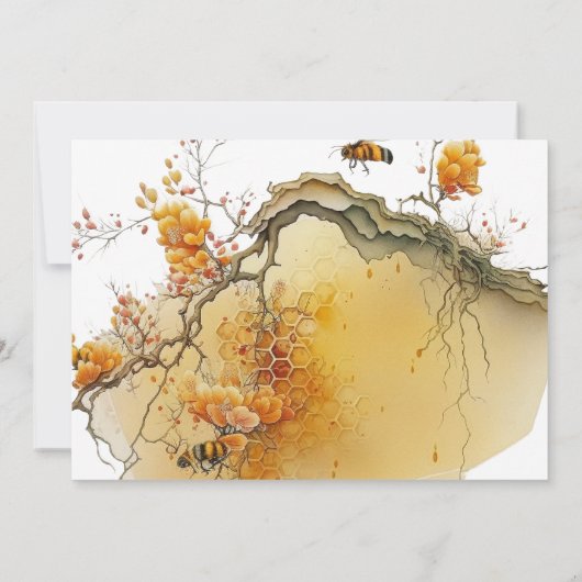 zonnebloembij | Foto Verjaardag uitnodiging (Achterkant)