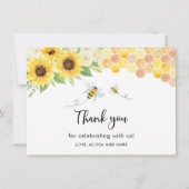 Zonnebloembijen Baby shower Bedankkaart (Voorkant)