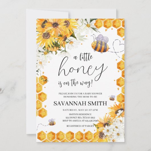 Zonnebloembijen Baby shower Kaart (Voorkant)