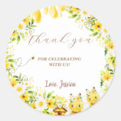 Zonnebloembijen Baby shower Ronde Sticker (Voorkant)