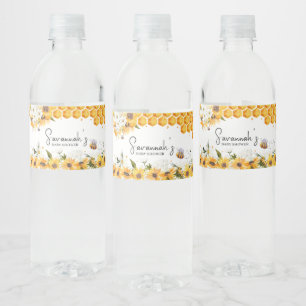 Zonnebloembijen Baby shower Waterfles Etiket