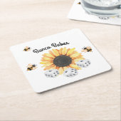 Zonnebloembijen Floral Dice Bunco Kartonnen Onderzetters (Schuin)