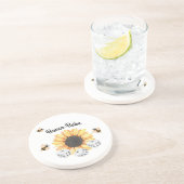 Zonnebloembijen Floral Dice Bunco Zandsteen Onderzetter (Zijkant)