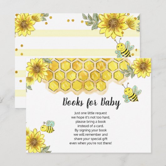 Zonnebloembijenboeken voor Baby-sluitingskaarten Uitnodiging Briefkaart (Voorkant / Achterkant)