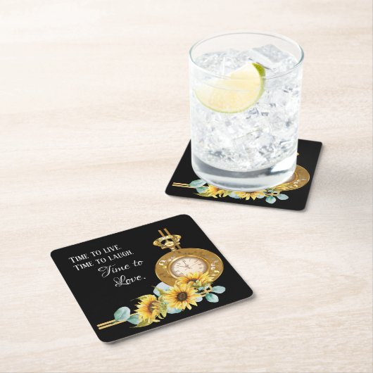 Zonnebloembindpapier Onderzetter (zwart) (Insitu)