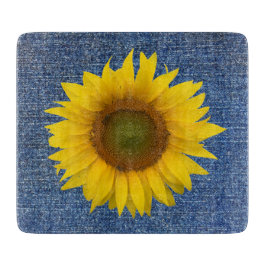 Zonnebloemblauw Denim Kijk naar het snijvlak Snijplank