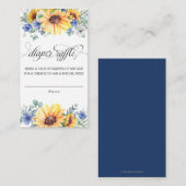 Zonnebloemblauw Floral Baby shower Diaper Raffle  Informatiekaartje (Voorkant / Achterkant)