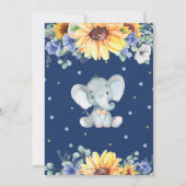Zonnebloemblauw Floral Elephant Boy Baby shower   Bedankkaart (Achterkant)