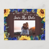 Zonnebloemblauw Florentiegrens Foto sparen de datu Aankondigingskaart (Voorkant)