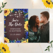 Zonnebloemblauw Florentiegrens Foto sparen de datu Aankondigingskaart