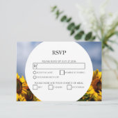 Zonnebloemblauw hemel Rustic Wedding RSVP Kaarten (Staand voorkant)