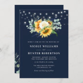 zonnebloemblauw huwelijk kaart (Voorkant / Achterkant)