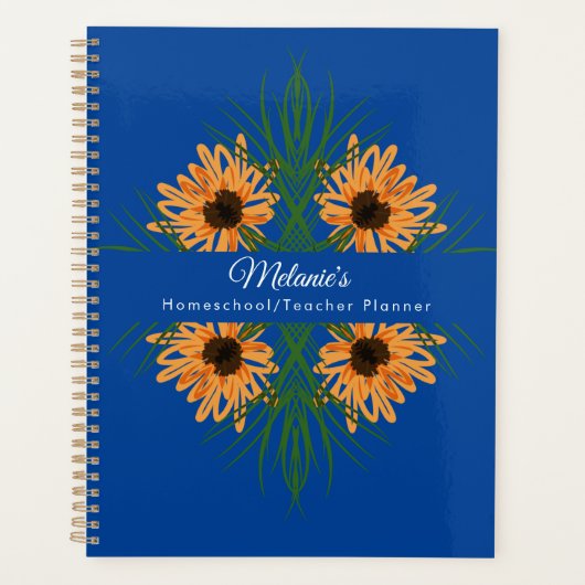 Zonnebloemblauw leraar Homeschool Planner (Voorkant)