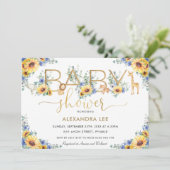 Zonnebloemblauw Oerwoud Baby shower  Kaart (Staand voorkant)