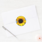 Zonnebloemblauw Ronde Sticker (Envelop)