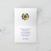 Zonnebloemblauw Vrijgezellenfeest Bedankkaart (Binnen)