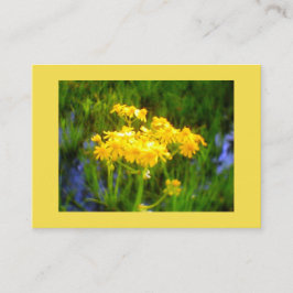 Zonnebloemblauw waterreflectie visitekaartje