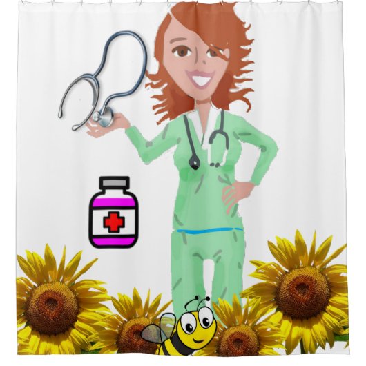 Zonnebloembloem bij zure douchergordijn douchegordijn (Voorkant)