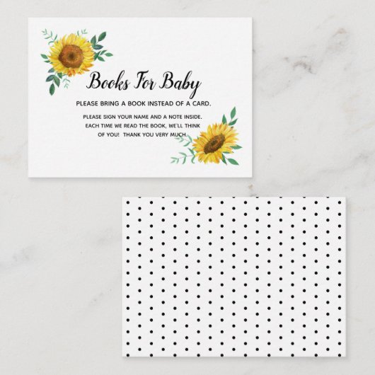 Zonnebloemboeken voor Baby Informatiekaartje (Voorkant / Achterkant)