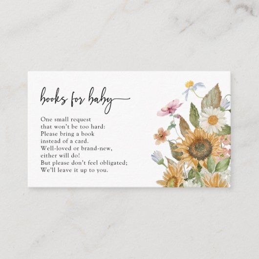 Zonnebloemboeken voor Baby Informatiekaartje (Voorkant)