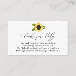 Zonnebloemboeken voor een Baby-aanvraag Informatiekaartje