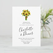 Zonnebloemboeket en marinebruiloft kaart (Staand voorkant)