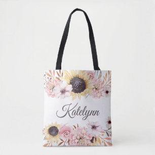 Zonnebloemboeket Gepersonaliseerde Canvas tas