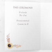 Zonnebloemboeket Gevouwen Huwelijksprogramma Drieluik Kaart (Binnenzijde eerst)