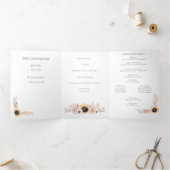 Zonnebloemboeket Gevouwen Huwelijksprogramma Drieluik Kaart (Binnen)