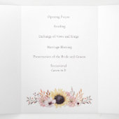 Zonnebloemboeket Gevouwen Huwelijksprogramma Drieluik Kaart (Binnenkant midden)