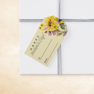 Zonnebloemboeket Happy Moederdag Cadeaulabel