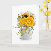 Zonnebloemboeket in toiletpapierrol Verjaardag Kaart (Gele Bloem)