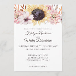 Zonnebloemboeket Late zomer Bloemen bruiloft Kaart