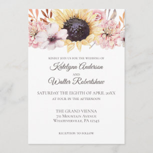 Zonnebloemboeket Late zomer Bloemen bruiloft Kaart