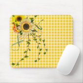 Zonnebloemboeket op Gingham Muismat (Met muis)