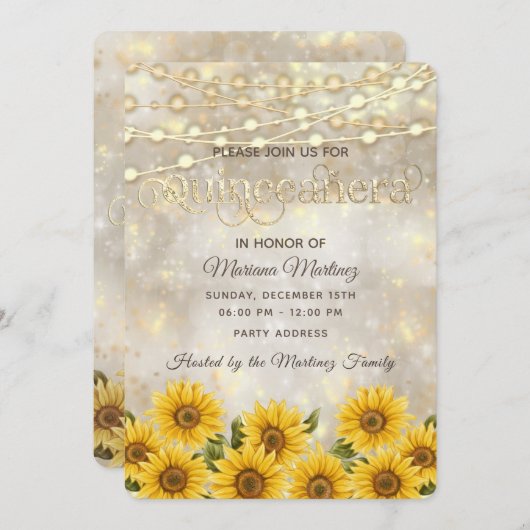 Zonnebloembokeh String licht gouden vonken op Kaart (Voorkant / Achterkant)