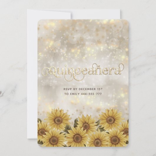 Zonnebloembokeh String licht gouden vonken op Kaart (Achterkant)