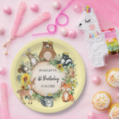 Zonnebloembos Bosdieren Baby Birthday Papieren Bordje (Feest)