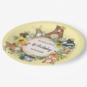 Zonnebloembos Bosdieren Baby Birthday Papieren Bordje (Gekanteld)