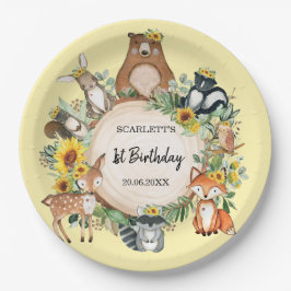 Zonnebloembos Bosdieren Baby Birthday Papieren Bordje